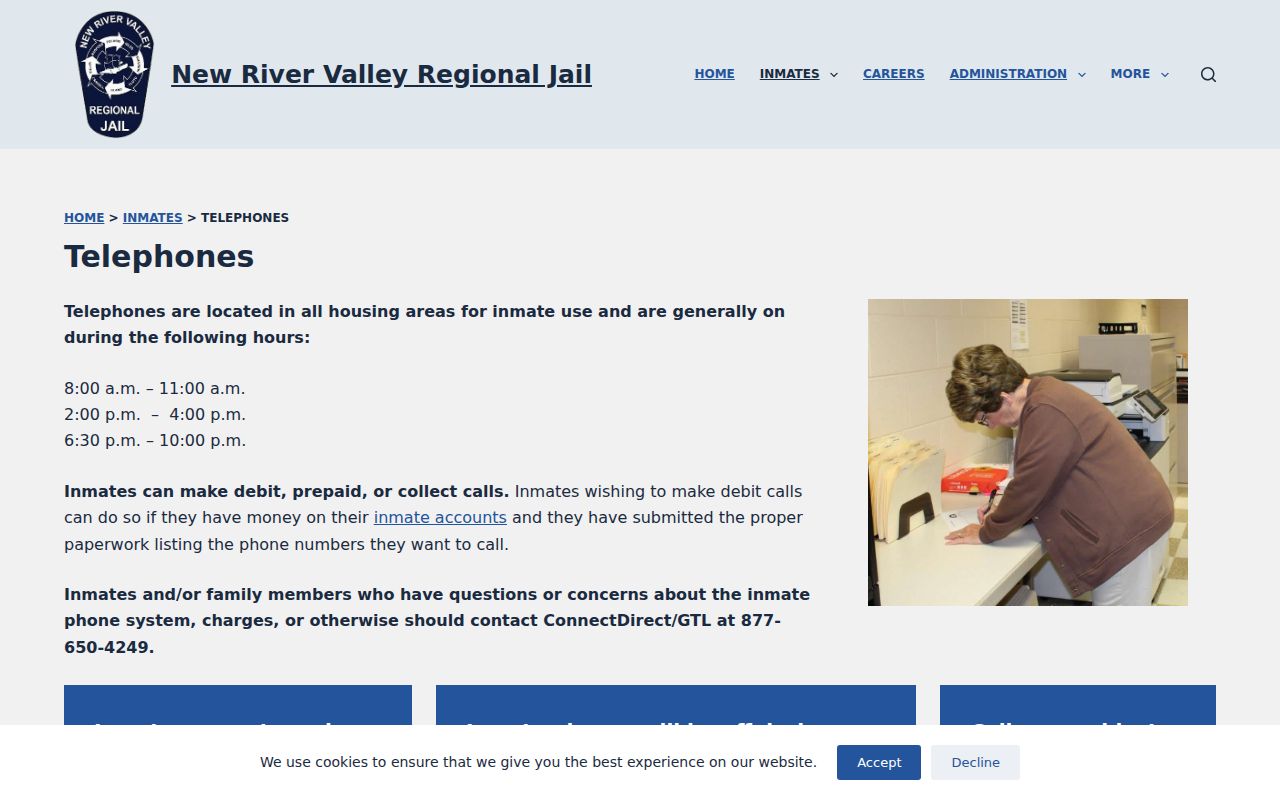 Regional jail telephone rules for Wythe County arrest custody