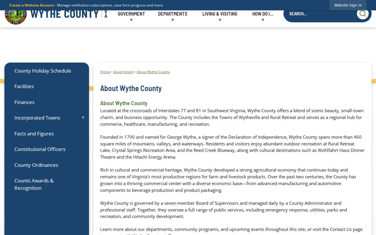 Wythe County criminal records and county overview source