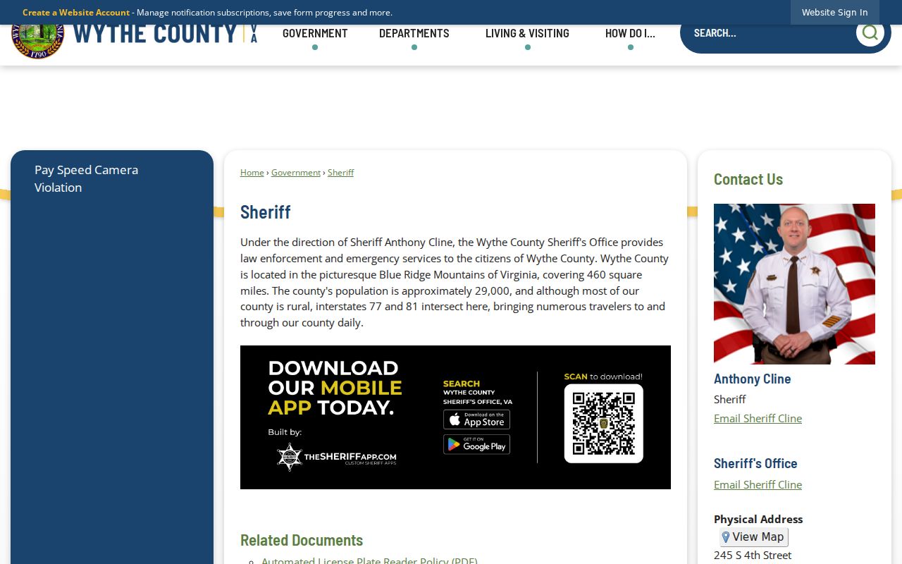 Wythe County criminal history Sheriff records office source