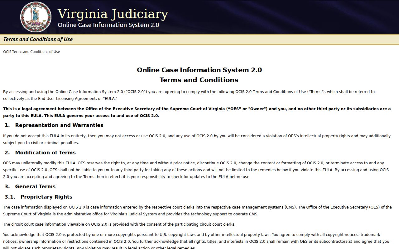 Virginia OCIS search for Wythe County criminal court cases