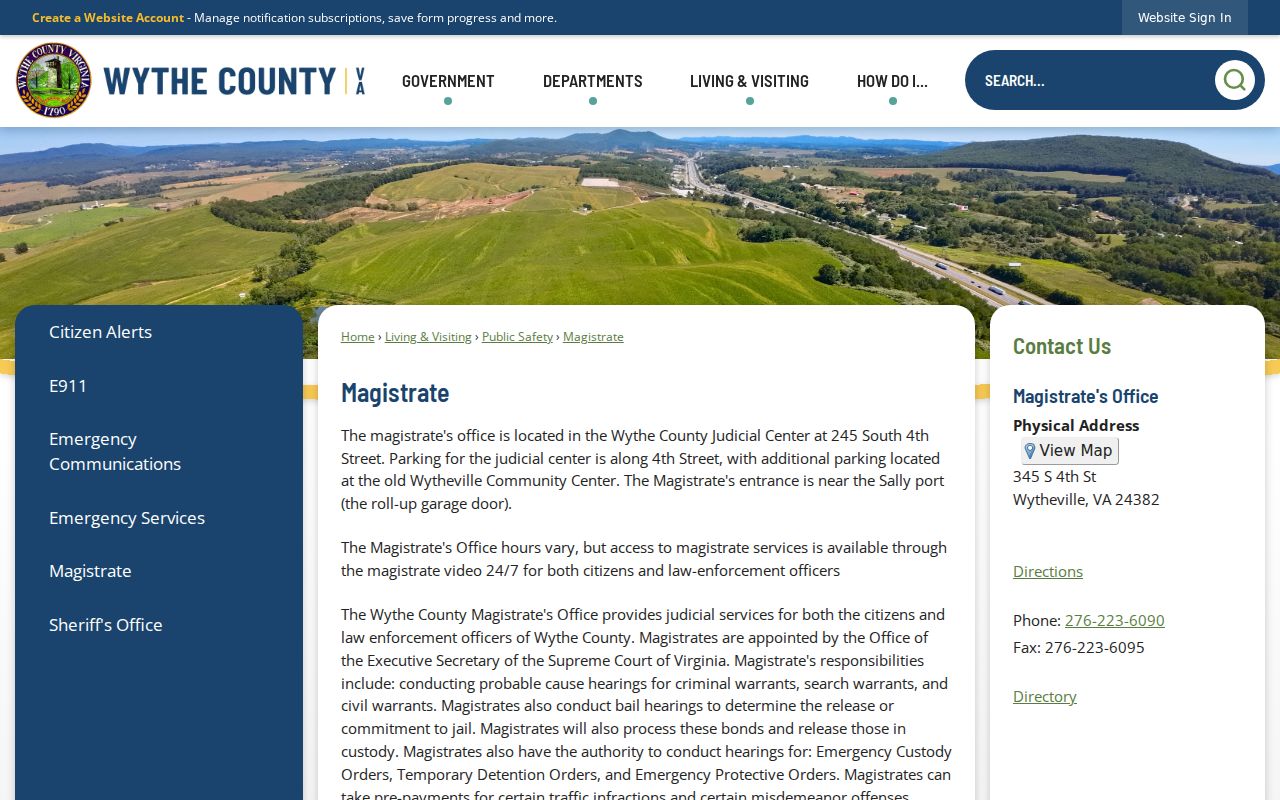 Wythe County magistrate information before a criminal court case